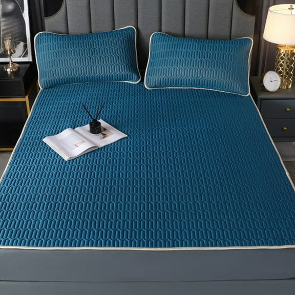 Natural Latex Mattress Topper 3-Piece Set - Breathable Latex Foam Mattress Pad with Responsive Support, Includes Fitted Sheet & Two Pillowcases for Enhanced Sleep Comfort