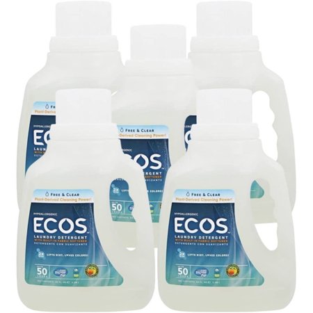 Natural Laundry Detergent | Best Liquid Laundry Detergent with Biodegradable Formula | Free and Clear Scent | Made with Natural Ingredients | High Efficiency, 50 FL OZ Per Bottle, 5 Bottles