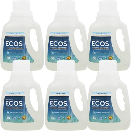 Natural Laundry Detergent | Best Liquid Laundry Detergent with Biodegradable Formula | Free and Clear Scent | Made with Natural Ingredients | High Efficiency, 50 FL OZ Per Bottle, 6 Bottles