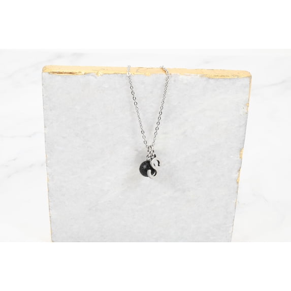 Natural Lava Initial Necklace By Pink Box