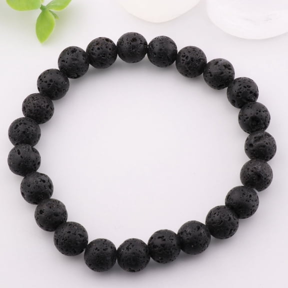 Natural Lava Stone Bracelet Metal Free, 8mm - Earthy Elegance, Grounding Crystal | Stone Beads Bracelet | Focus on Heart Chakra | Stunning Gem Patterns Tones | Product Description: