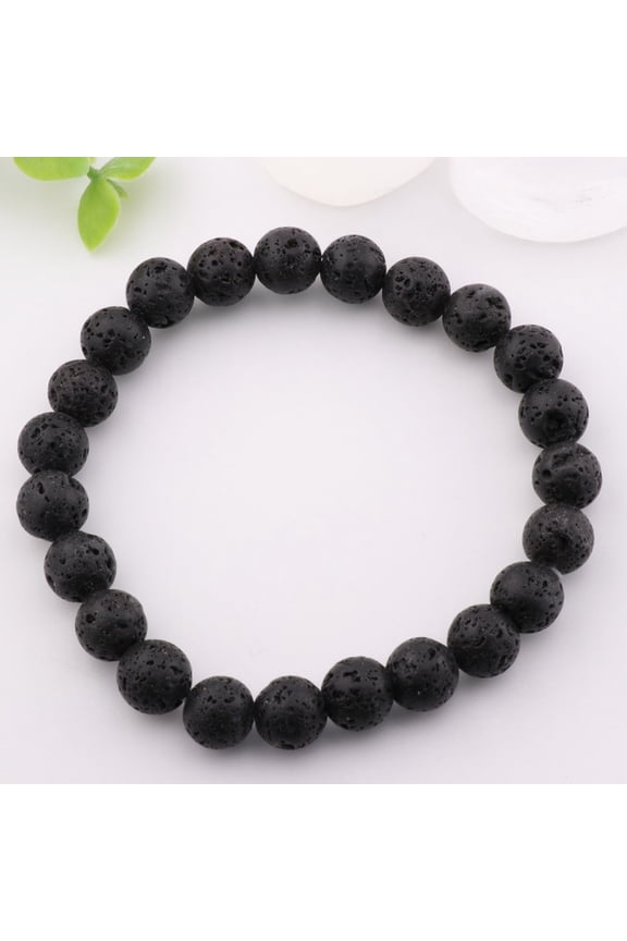 Natural Lava Stone Bracelet Metal Free, 8mm - Earthy Elegance, Grounding Crystal | Stone Beads Bracelet | Focus on Heart Chakra | Stunning Gem Patterns Tones | Product Description: