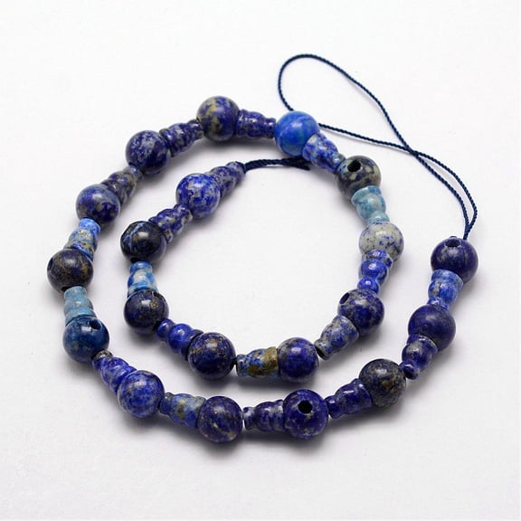 Natural Lazuli 3-Hole Guru Bead Strands for Jewelry Making T-Drilled Beads Dyed Blue 18mm Hole: 2~3mm 2pcs/set 10sets/strand 7.1 inch