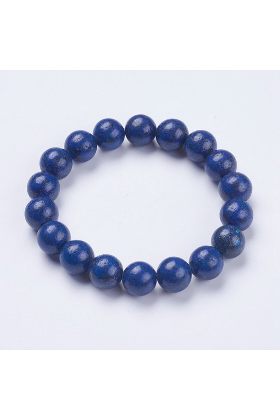 Natural Lazuli Beaded Stretch Bracelets Round Dyed 2-1/8 inch(53mm) DIY