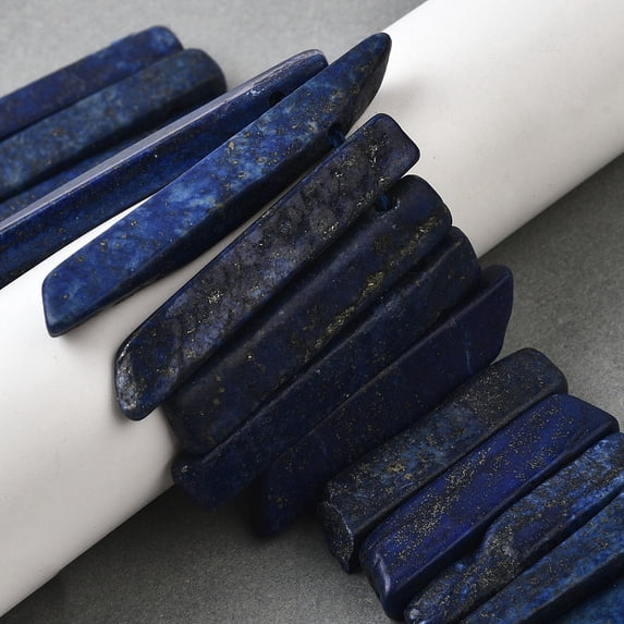 Natural Lazuli Beads Strands Rectangle Top Drilled 22-60x6-14x6-9mm Hole: 1.5-2mm 17-22pcs/strand 7.48''-8.07''(19-20.5cm)