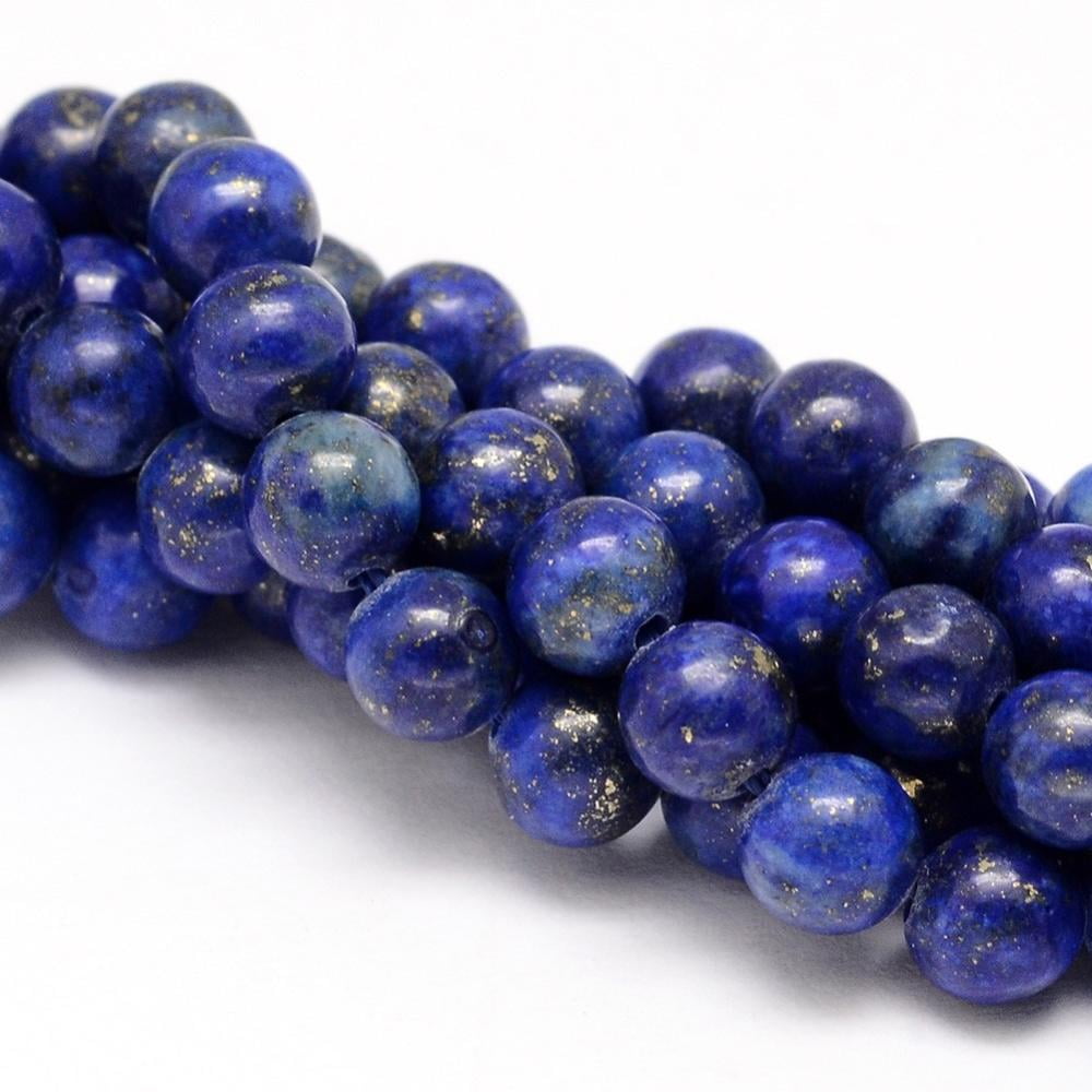 Natural Lazuli Round Beads Strands Dyed 8mm Hole: 1mm 46pcs/strand 15 inch
