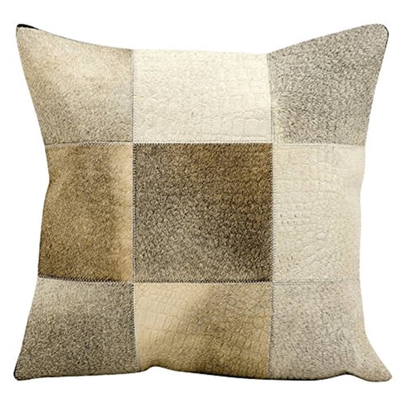 Natural Leather And Hide Grey Alligator Print Pillow