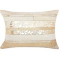 thumbnail image 1 of Natural Leather And Hide White Gold Mix Stripes Pillow, 1 of 1