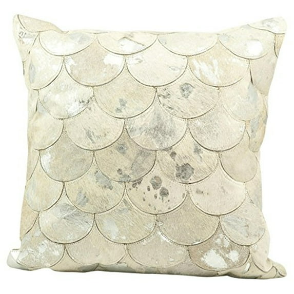 Natural Leather And Hide White/Silver Metalic Balloons Pillow