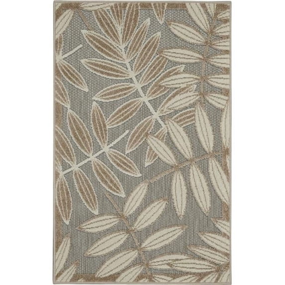 Natural Leaves Indoor Outdoor Area Rug - Dove Gray - 3 x 4 ft.