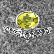 DESIREGEM Natural Lemon Quartz 925 Sterling Silver Ring s.6 Jewelry DGR1121_A_6 R-1046