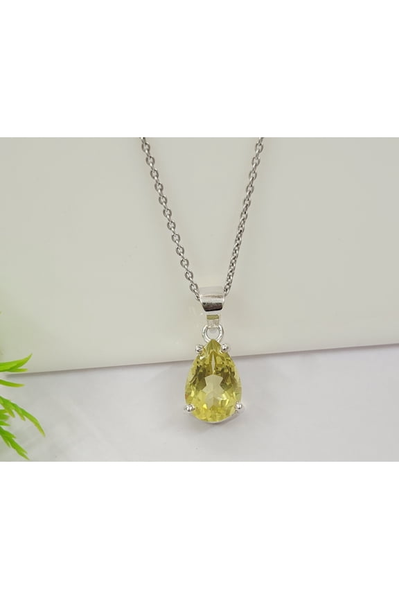 Natural Lemon Quartz Pendant Yellow Statement Pendant For Her-Huge For Anniversary Gift