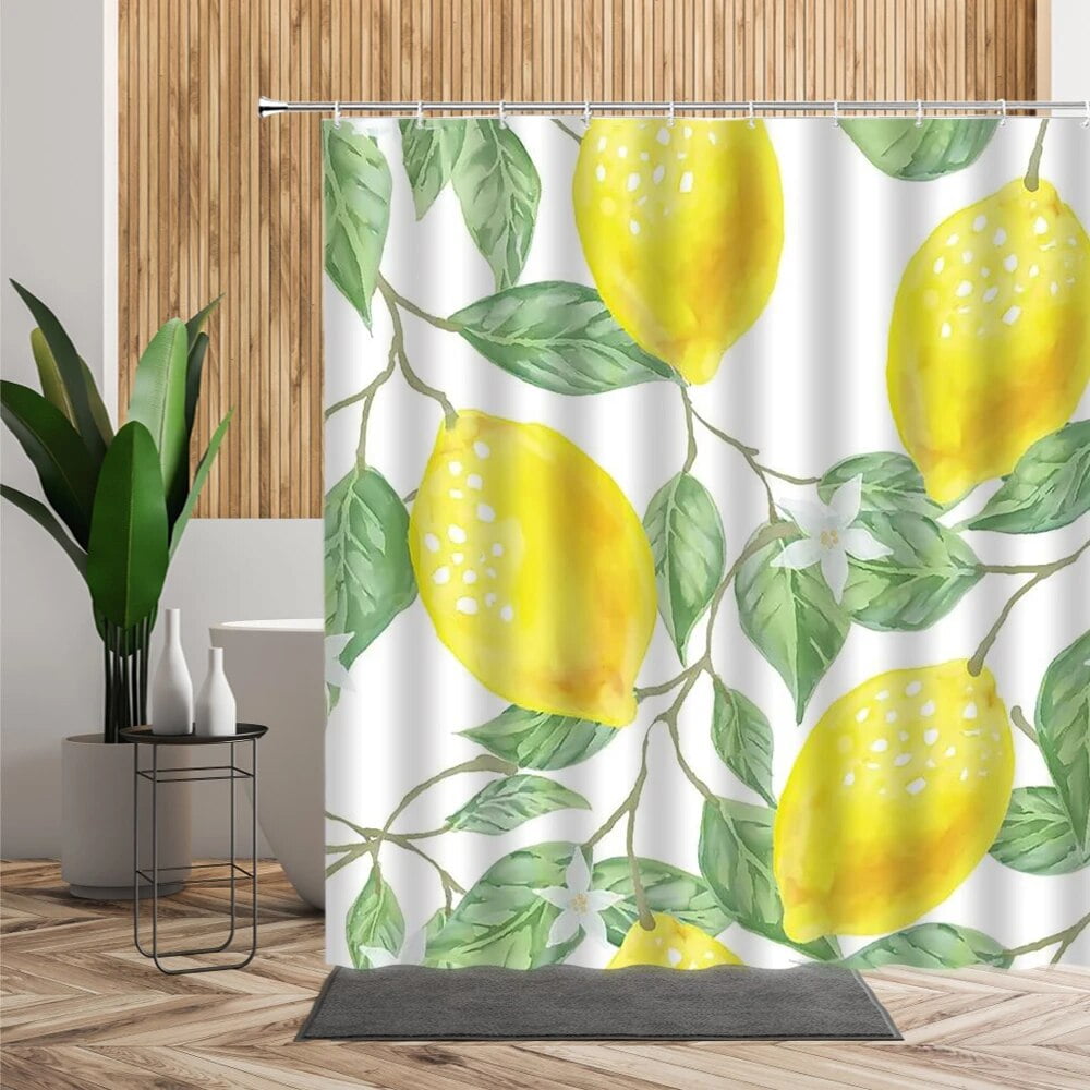 Natural Lemon Shower Curtains For Bathroom Kitchen Decor Flower Orange