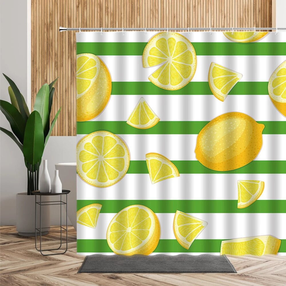 Natural Lemon Shower Curtains For Bathroom Kitchen Decor Flower Orange