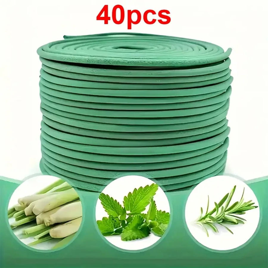 Natural Lemongrass Scent 40pcs Citronella Incense Coils with Holder - Outdoor, Poolside, Patio, Porch, Deck, Camping & Hiking Us