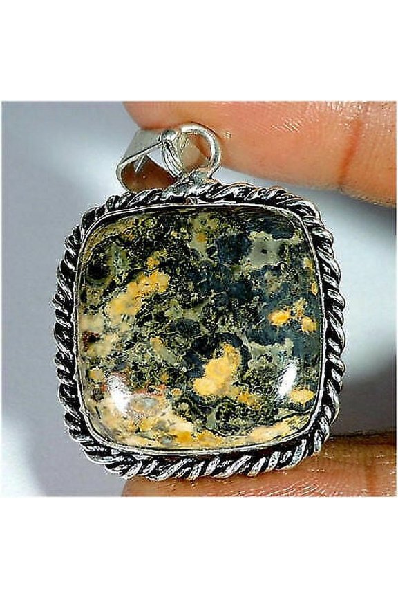 Natural Leopard Jasper Gemstone Tibetan Silver Pendant Jewelry