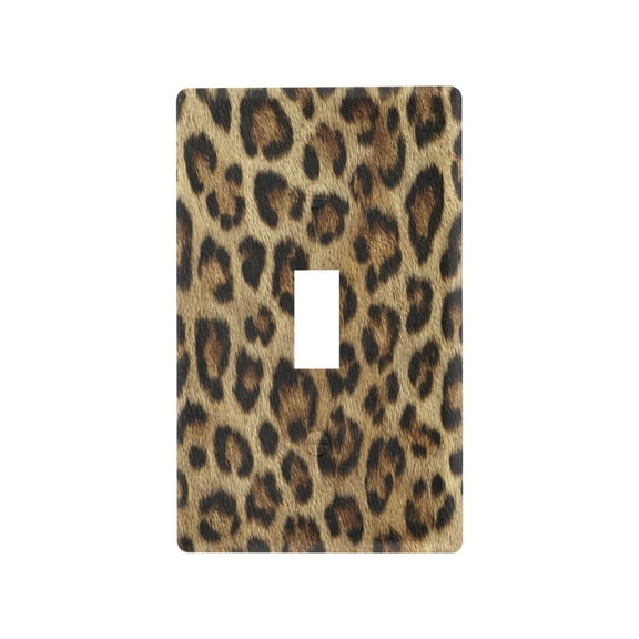 Natural Leopard Print Decorative Wall Plate, Flame Retardant PC Plastic Light Switch & Outlet Cover with Mounting Screws Fits Toggle Switch