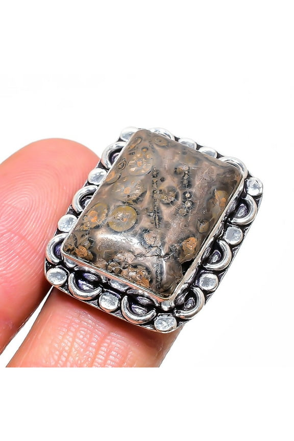 Natural Leopard Skin Gemstone 925 Sterling Silver Jewelry Ring Size 7
