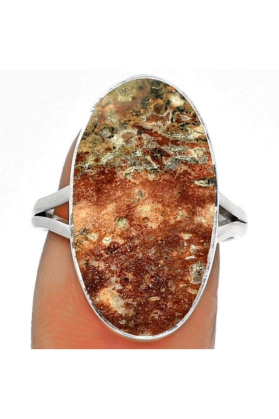 Natural Leopard Skin Jasper 925 Sterling Silver Ring s.7.5 Jewelry R-1002 SDR178347