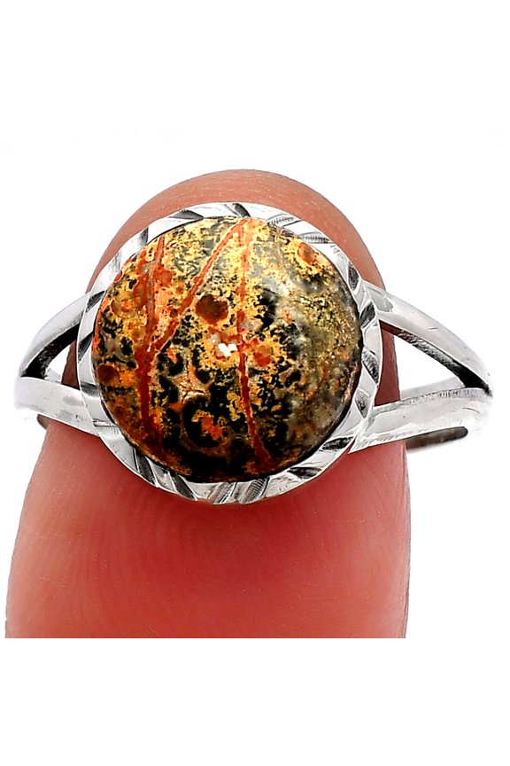 Natural Leopard Skin Jasper 925 Sterling Silver Ring s.9 Jewelry R-1074 SDR230721