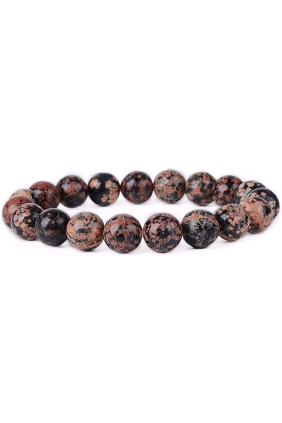 Natural Leopard Skin Jasper Gemstone 10mm Round Beads Stretch Bracelet 7" Unisex