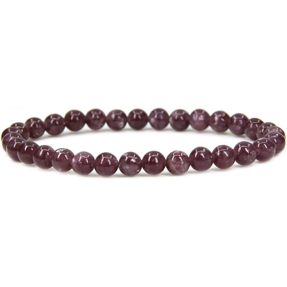 Natural Lepidolite 6mm Round Shape Smooth Cut Beads Stretchable Bracelet for Men & Women.