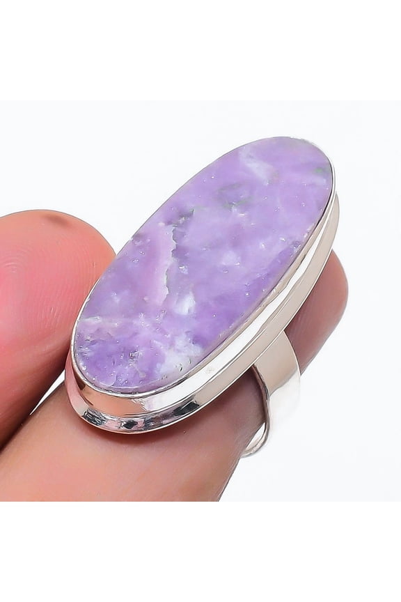 Natural Lepidolite Gemstone 925 Sterling Silver Jewelry Ring Size 6.5