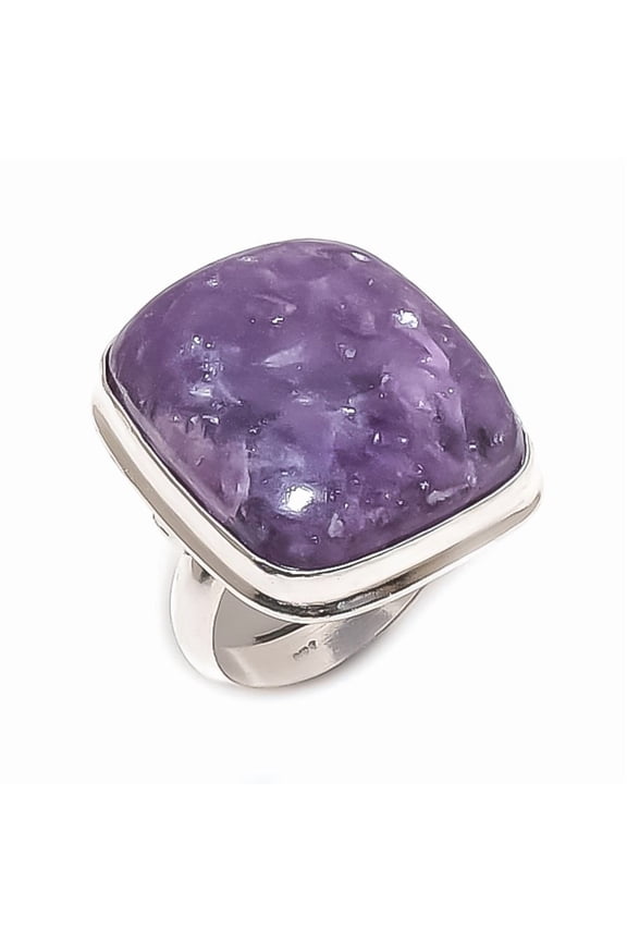 Natural Lepidolite Gemstone 925 Sterling Silver Jewelry Ring Size 7