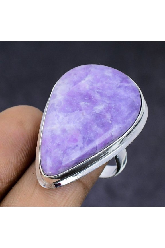 Natural Lepidolite Gemstone 925 Sterling Silver Jewelry Ring Size 9