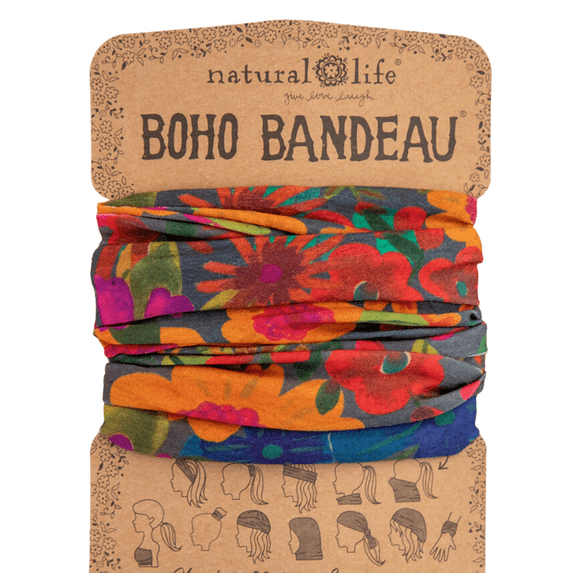 Natural Life Orange Pink Floral Full Boho Headband