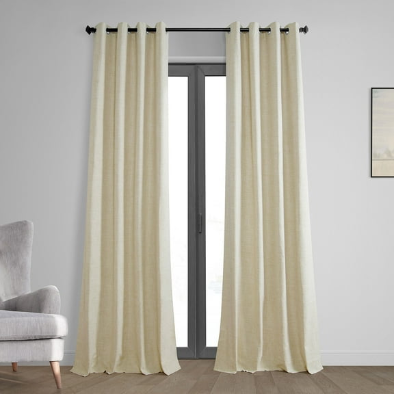 Natural Light Beige Thermal Cross Linen Weave Blackout Grommet Curtain (1 Panel), Natural Light Beige, 50W X 84L