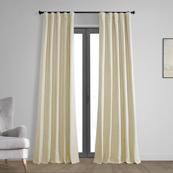 Natural Light Beige Vintage Thermal Cross Linen Weave Blackout Curtain (1 Panel), Natural Light Beige, 50W X 108L
