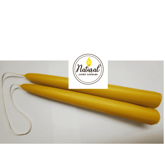 Natural Light Candles 2 Beeswax Taper Candles, 8" Tall, 9 Hour Burn Time, Made in Michigan