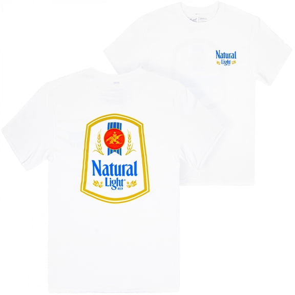 Natural Light Label White Front and Back Print T-Shirt-XLarge