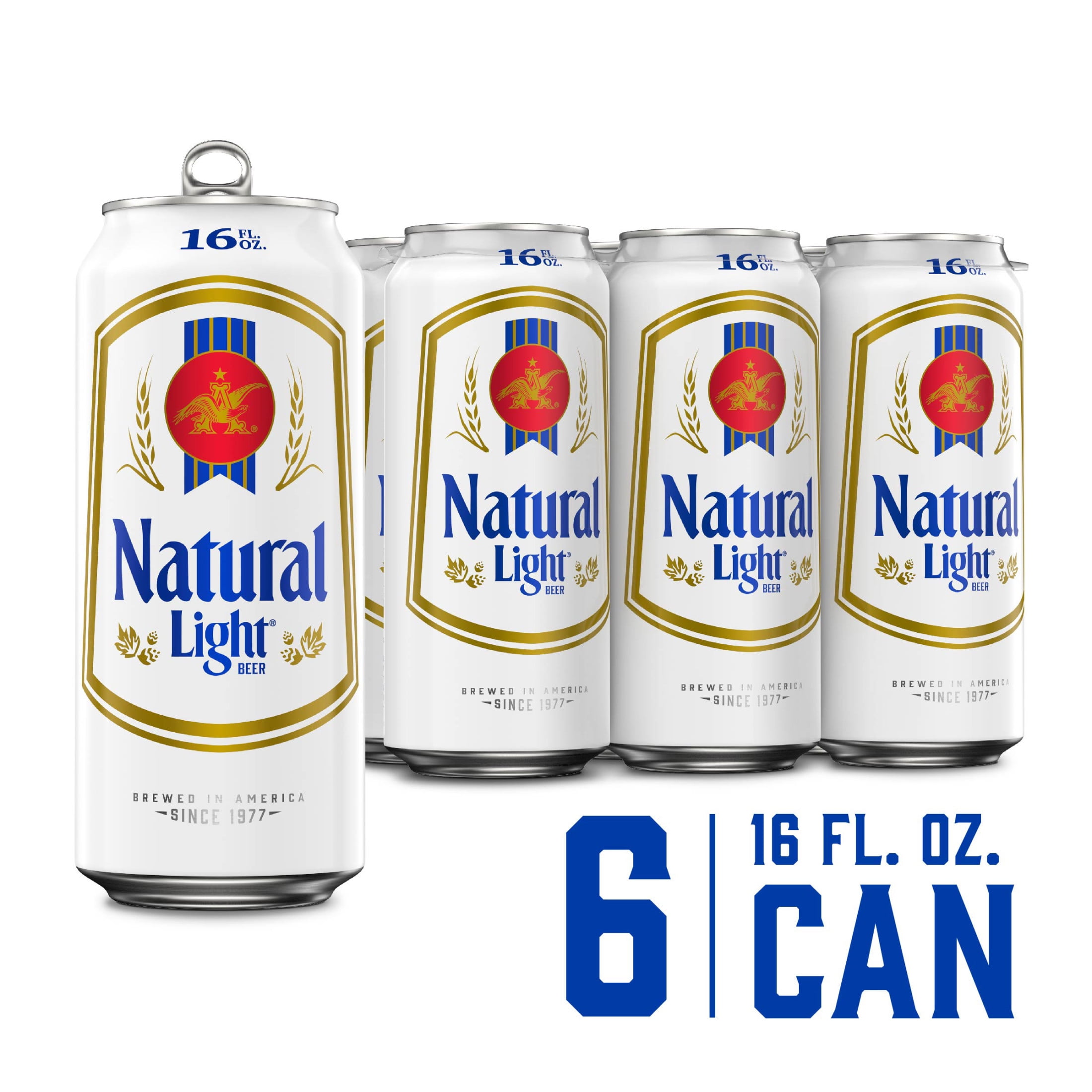 Natural Light Lager Domestic Beer 6 Pack 16 fl oz Aluminum Cans 4.2
