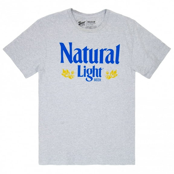 Natural Light Men's Grey Vintage Logo T-Shirt-Large