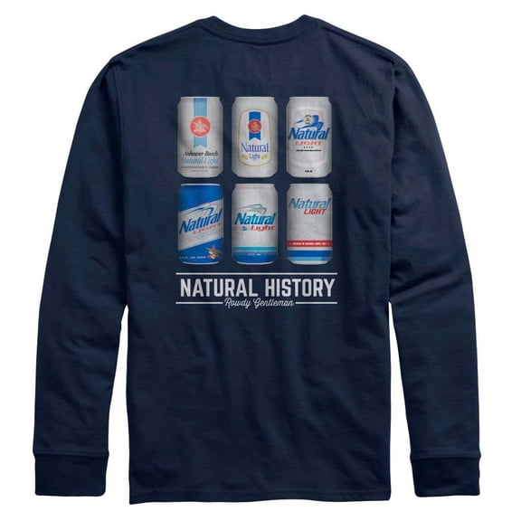 Natural Light Natty History Rowdy Gentleman Long Sleeve Navy Blue T-Shirt-Small