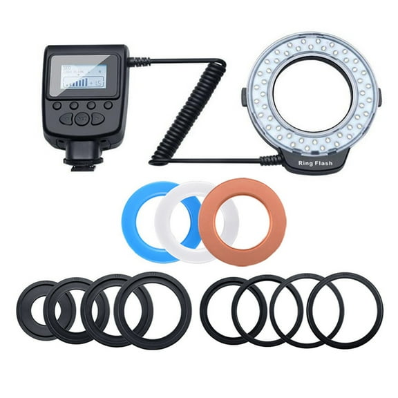 Natural Light Rings Flashes For DSLR 7 Adjustable Brightness Levels LCD Display Controller And Camera Compatibility