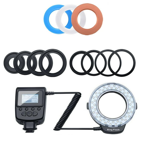 Natural Light Rings Flashes For DSLR 7 Adjustable Brightness Levels LCD Display Controller And Camera Compatibility