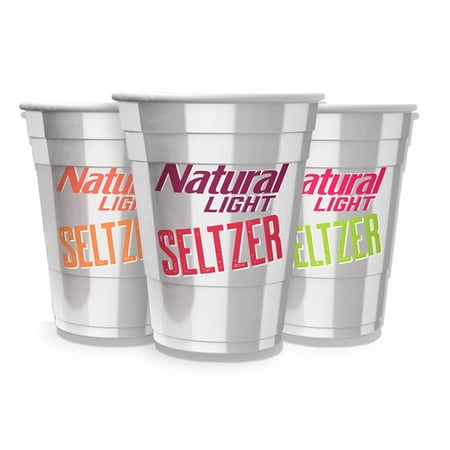 Natural Light Seltzer Plastic Cup Drinkware 3 Pack Reusable - White