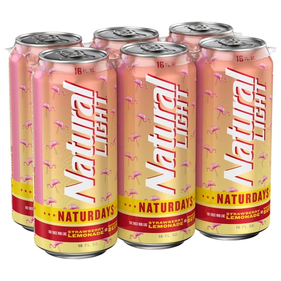 Natural Light Strawberry Lemonade Beer 6 pack 16 fl oz Aluminum Cans 4.2% ABV