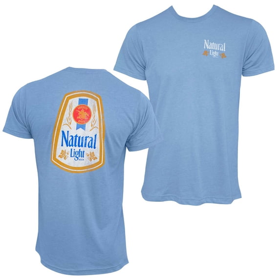 Natural Light Two Sided Men's Light Blue T-Shirt-Small