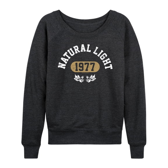 Natural Light - Women's Lightweight French Terry Wide Neck Long Sleeve Graphic Shirt