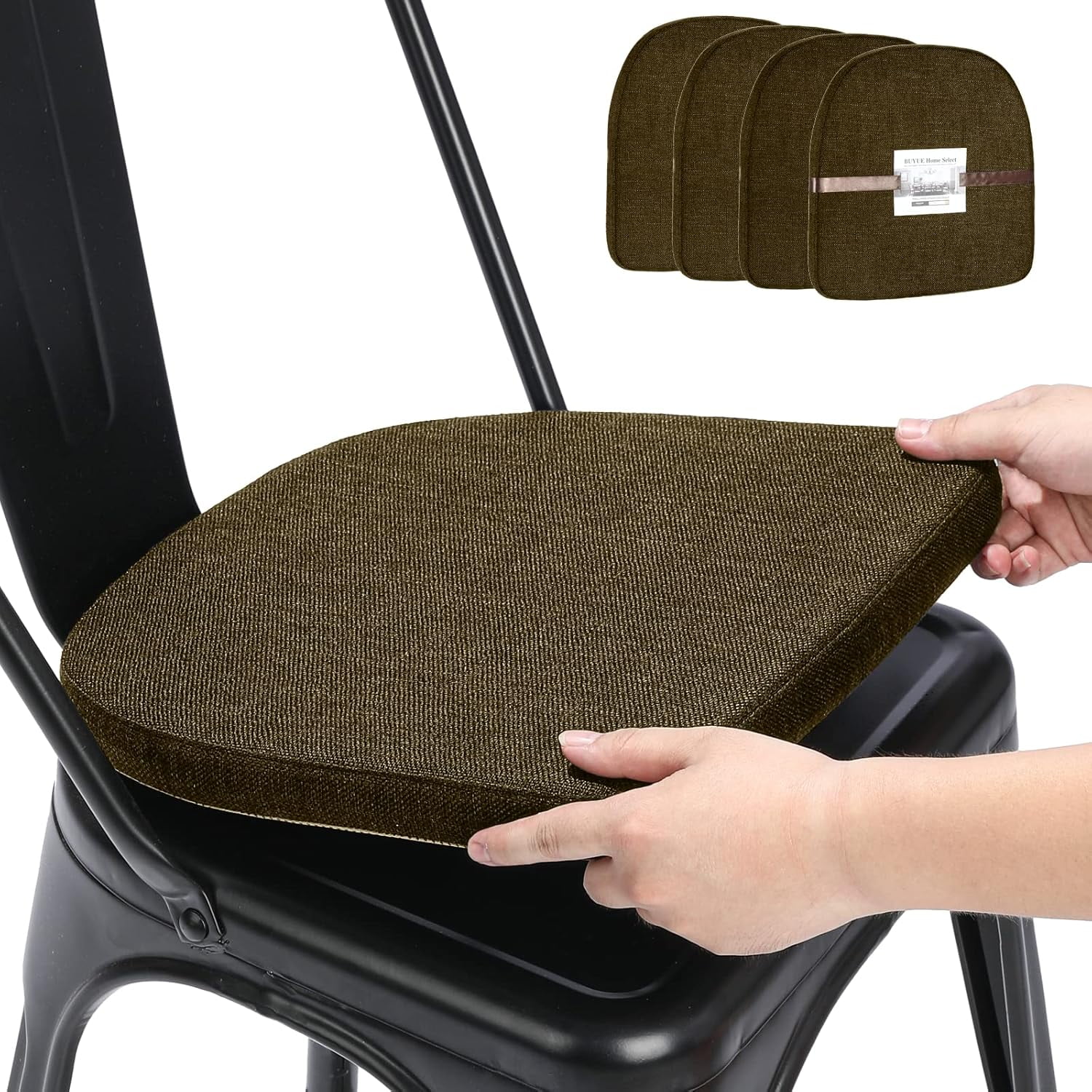 Natural Linen 14X14 Magnetic Cushions For Metal Chair Set Of 4 Enhanced Anti Slip Seat Pads For Dining Kitchen Cafe Stackable Chairs U Shape Brown 4 Counts Walmart