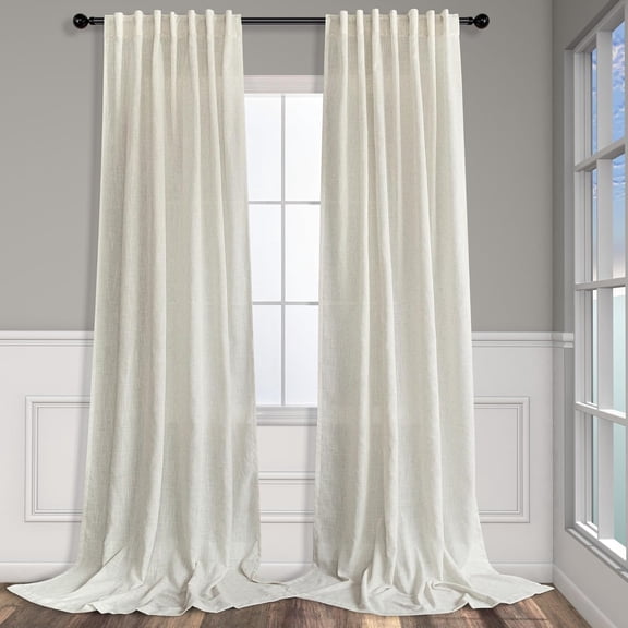 Natural Linen Curtains 108 Inches Long for Living Room 2 Panels Set Loop Pocket Back Tab Draperies Neutral Earth Tone Soft Cotton Textured Semi Sheer Linen Curtains