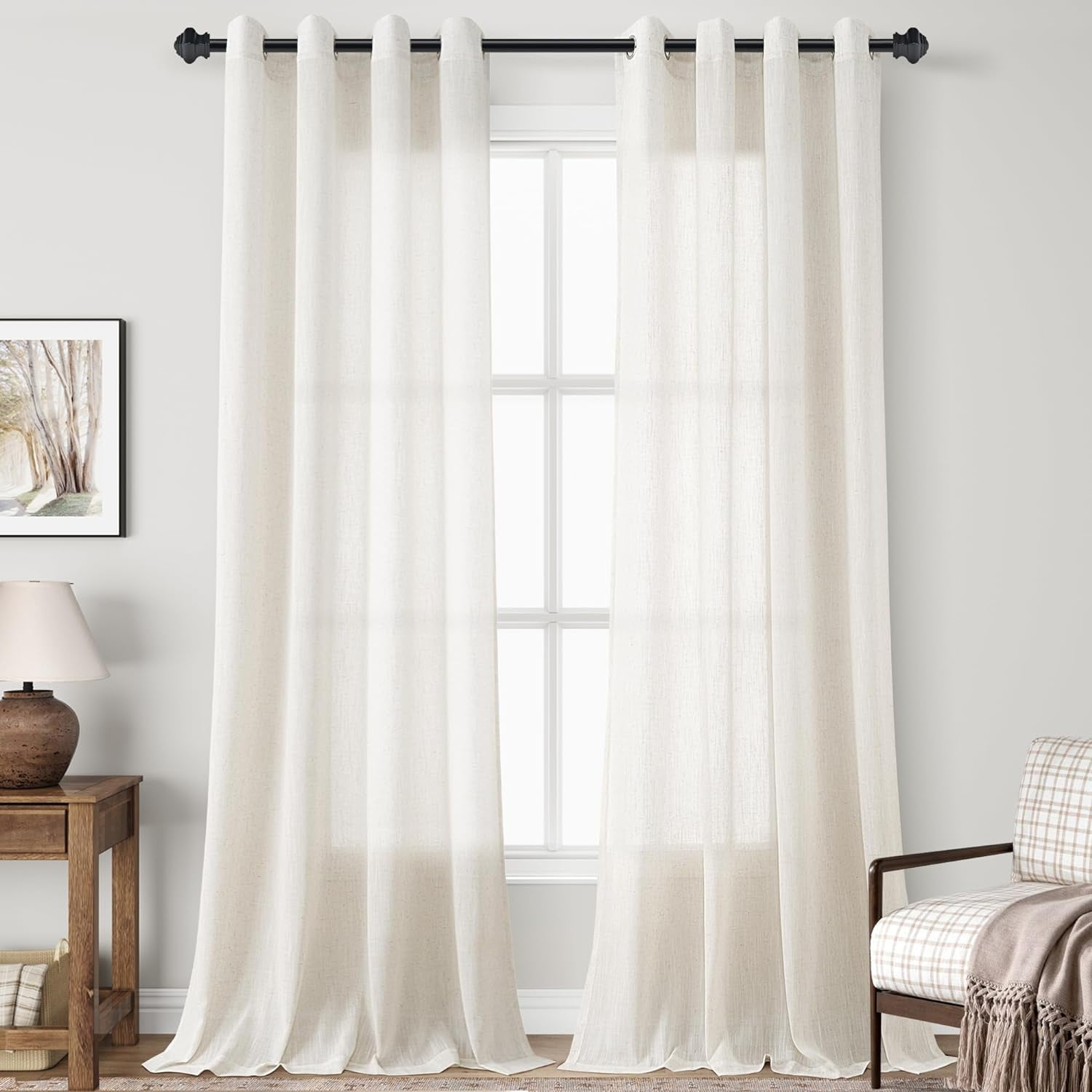Curtains 90 Inches Long Natural Linen Curtains 90 inches Long for Living Room Grommet Light
