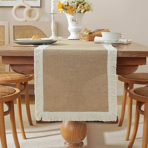 Natural Linen Table Runner | 30x120cm Handwoven Party Table Flag | Festive Foyer Cabinet Cover Cloth | Eco-Friendly Linen Weaving Decoration for Events