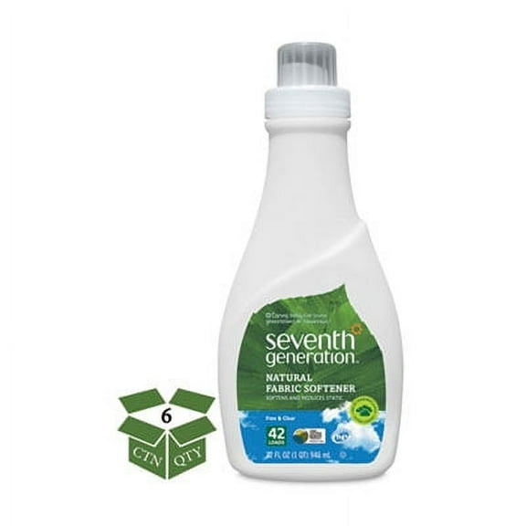 Natural Liquid Fabric Softener, Free And Clear, 42 Loads, 32 Oz Bottle, 6/carton