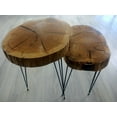 thumbnail image 1 of Natural Live Edge Coffee Table Ash Tree Rustic Coffee Table Wood Side Table with Ropes l by SkilledHandsShop (Gold Legs), 1 of 1