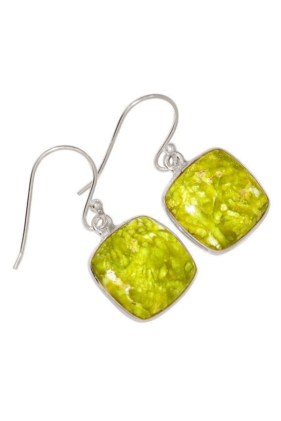 Natural Lizardite Serpentine 925 Sterling Silver Earrings Jewelry ALLE-18166